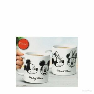 NEW Disney Mickey Minnie Mouse Large Coffee Mug Set Black & White